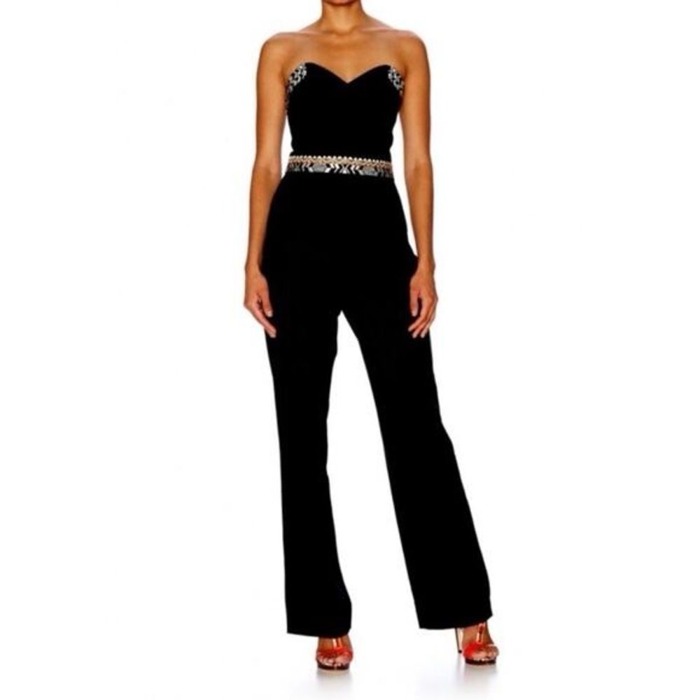 Camilla Black Strapless Jumpsuit with Gold Accents